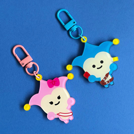 Ace Attorney Blue and Pink Badger Keychain